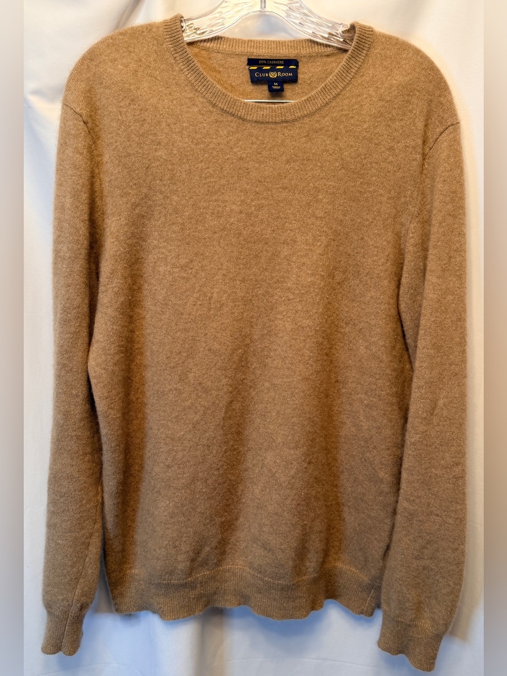 Charter Club Luxury Men’s Medium 100% Cashmere Crewneck Sweater Camel Beige